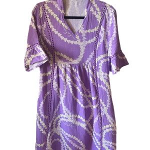 Purple boho floral Gauzy comfort loungewear house dress Beachy cover up